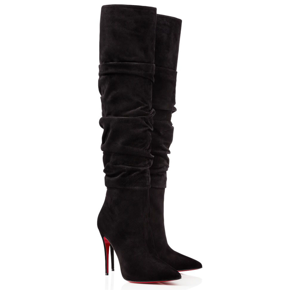 

Sexy Beautiful Woman Long Boots Red Bottom Heels Boot Botta Suede Genuine Leather Tall Boots Black,Luxury Red Soles red And Pointed Toe