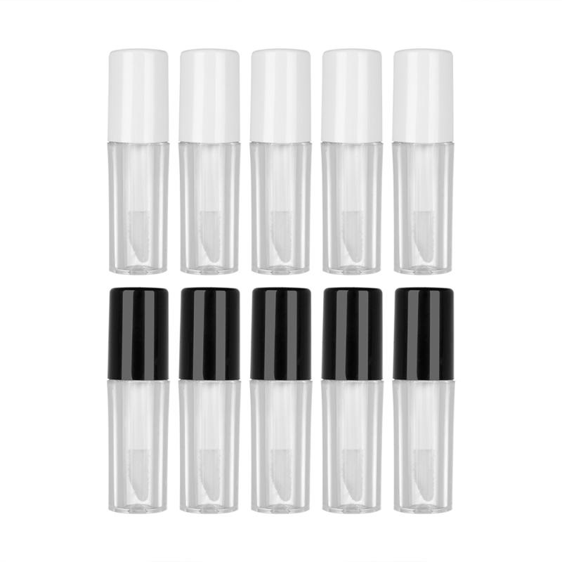 

5 pcs 1.3ML Plastic Empty Lipgloss Tubes Black/White Lid Clear Cosmetic Lip Gloss Containers Mini Lipstick Refillable Bottle