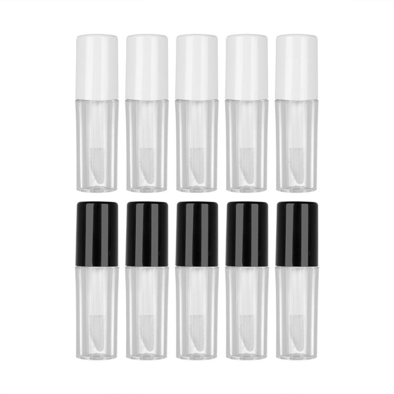 

5 pcs 1.3ML Plastic Empty Lipgloss Tubes Black/White Lid Clear Cosmetic Lip Gloss Containers Mini Lipstick Refillable Bottle