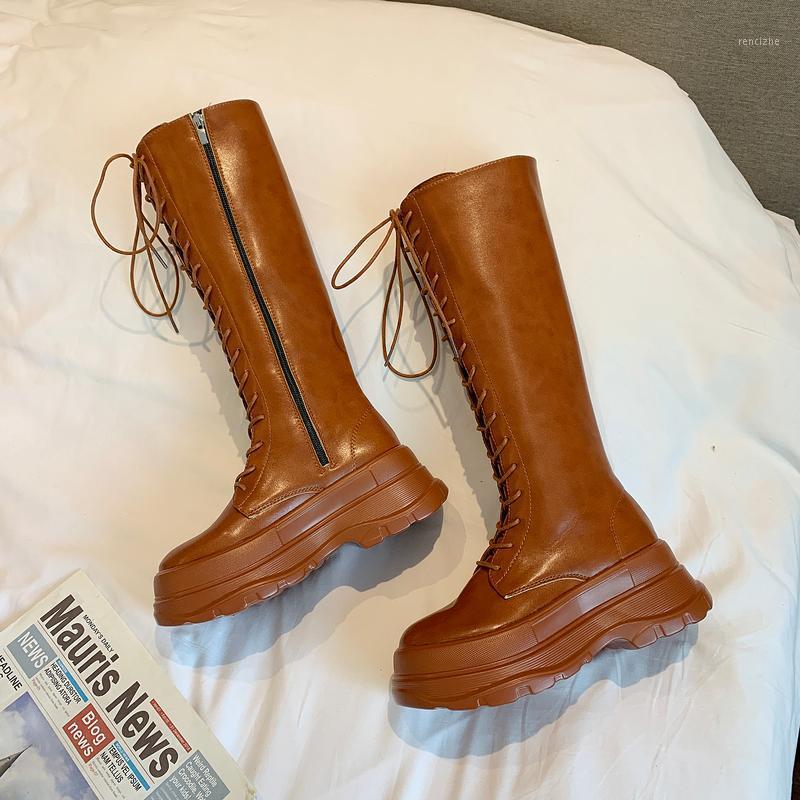 

Knee High Boots Platform Women Shoes 2020 Chunky Heel Long Boots Thick Sole Motorcycle Women Punk Shoes Botas Altas Mujer1, Black