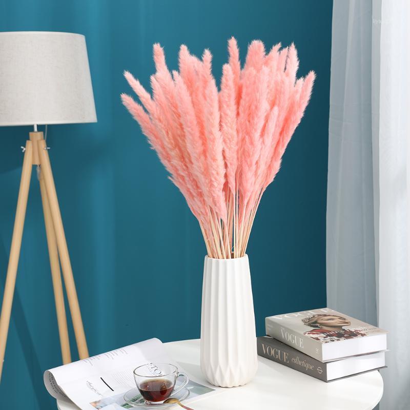 

60cm Long Bulrush Natural Dried Small Pampas Grass Phragmites Artificial Plants Wedding Flower Bunch for Home Decor Fake Flowers1, 30pcs-primary color