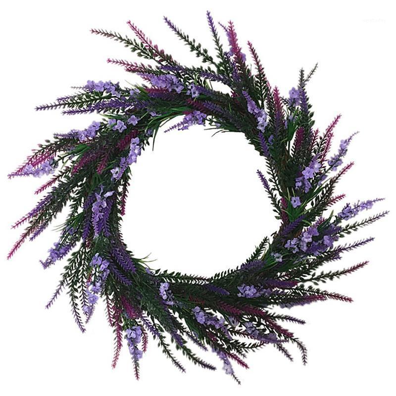 

Artificial Lavender Wreath Simulation Spring Wreath for Front Door Wall Window Wedding Party Garden Home Decor1, Purple