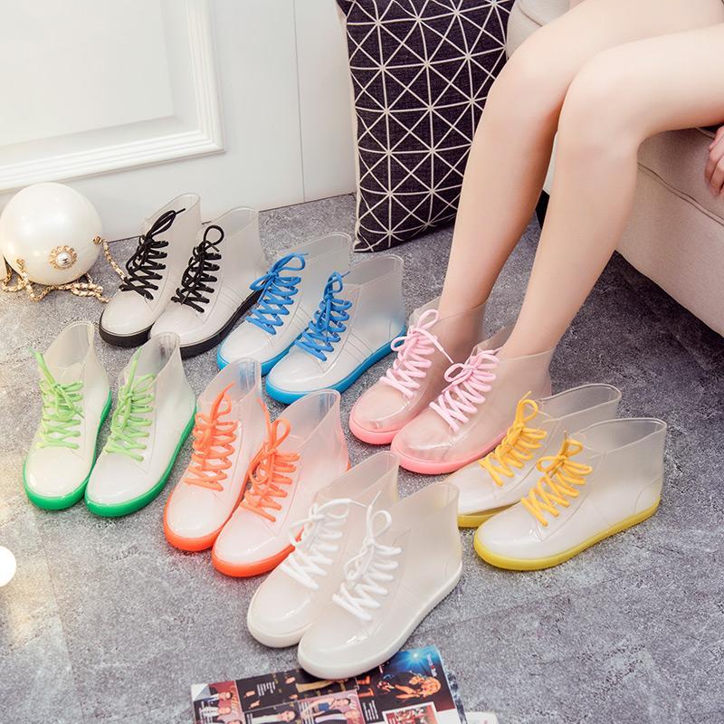 

Jelly Transparent Color Short Rainboots Fashion Antiskid Waterproof Shoes Rubber Galoshes Students Faves Rain boot1, Jelly black