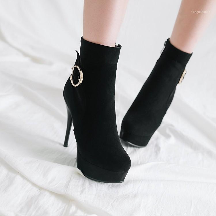 

Plus Size 9 10 11-17 boots women shoes ankle boots for women ladies Side zipper drill waterproofing table1, Black