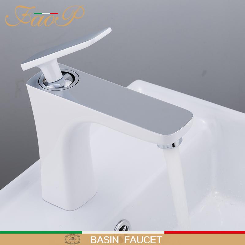 

FAOP basin Faucets White bathroom faucet mixer tap sink basin mixer tap bathroom faucet waterfall faucets tapware