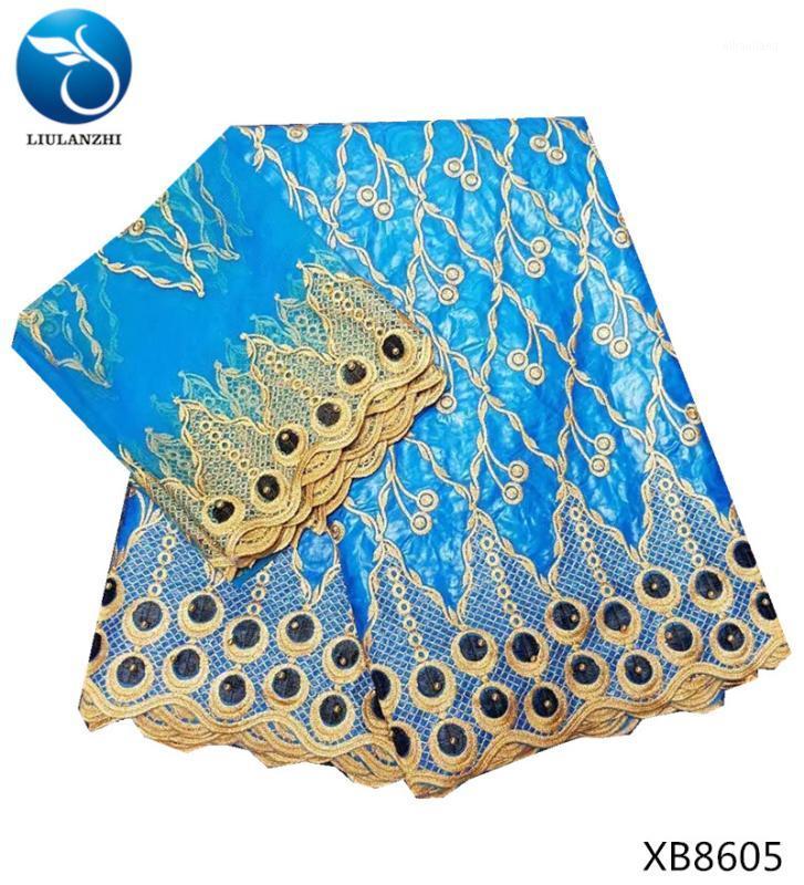

LIULANZHI blue cotton fabric african quality bazin fabrics free shipping african bazin brode getzner damask fabric 7yards XB861