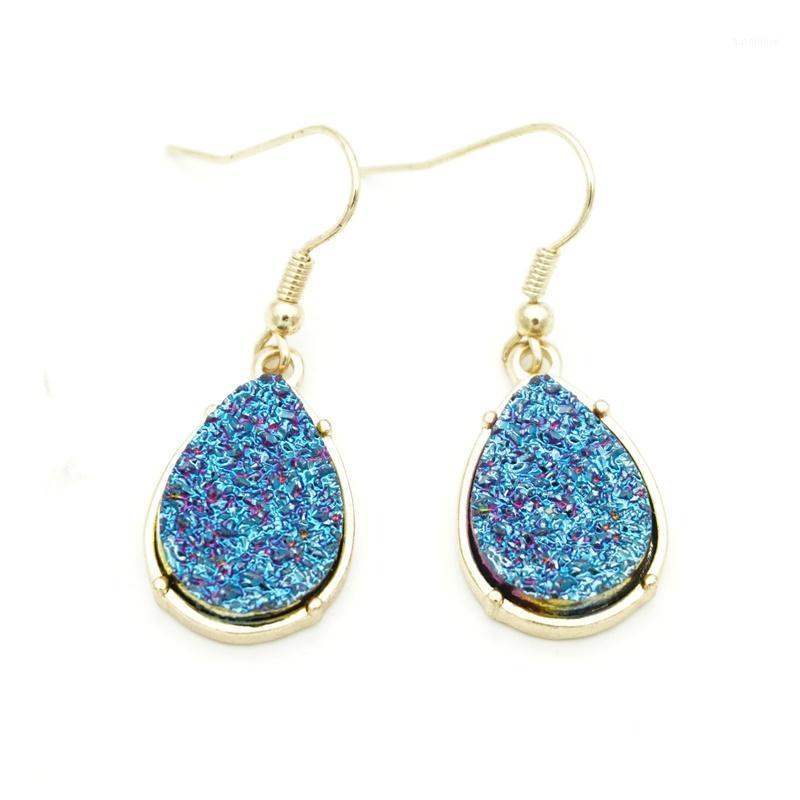 

9 Colors Water Drop Drusy Druzy Earrings Teardrop Dangle Imitation Lava Stone Earings Gold Color Brand Jewelry for Women1