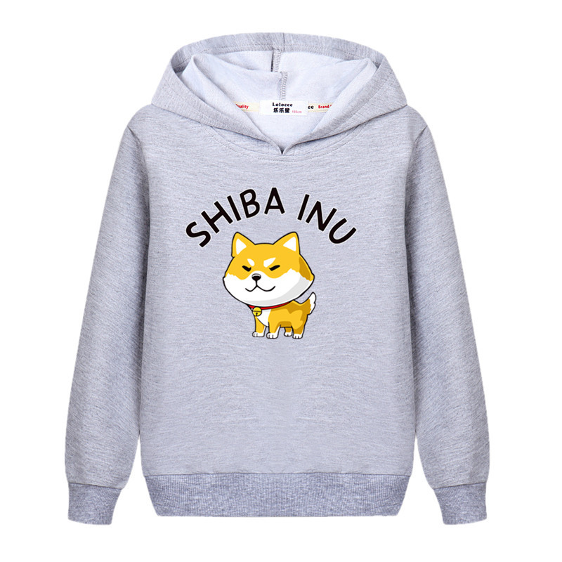 

Lolocee kids Cartoon Doge tops Long sleeve casual hoodie boy girl Cotton printed sweatshirt Children's new dog pattern sweater, Red