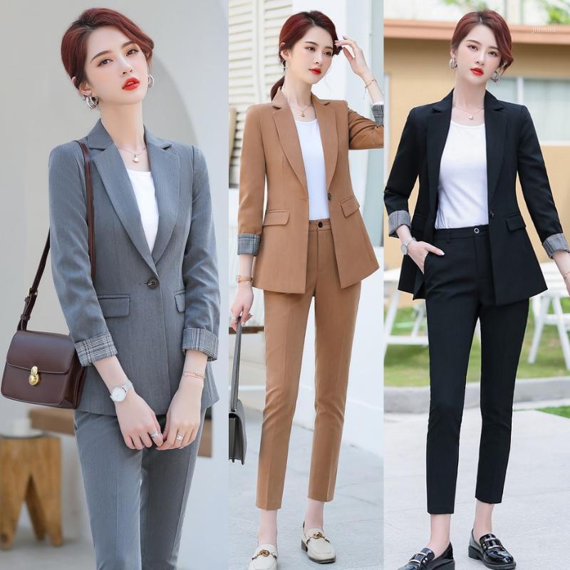

Formal Grey Blazer Women Business Suits with Pant and Jacket Sets Work Wear Ladies Office Uniform Styles1, Blazer only