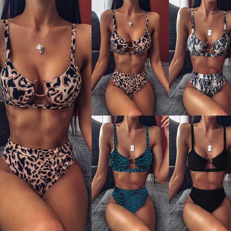 

Sexy snake print bikini set High waist swimwear women Hollow out swimsuit female Brazilian bikini Bathers Triangle bathing suit1