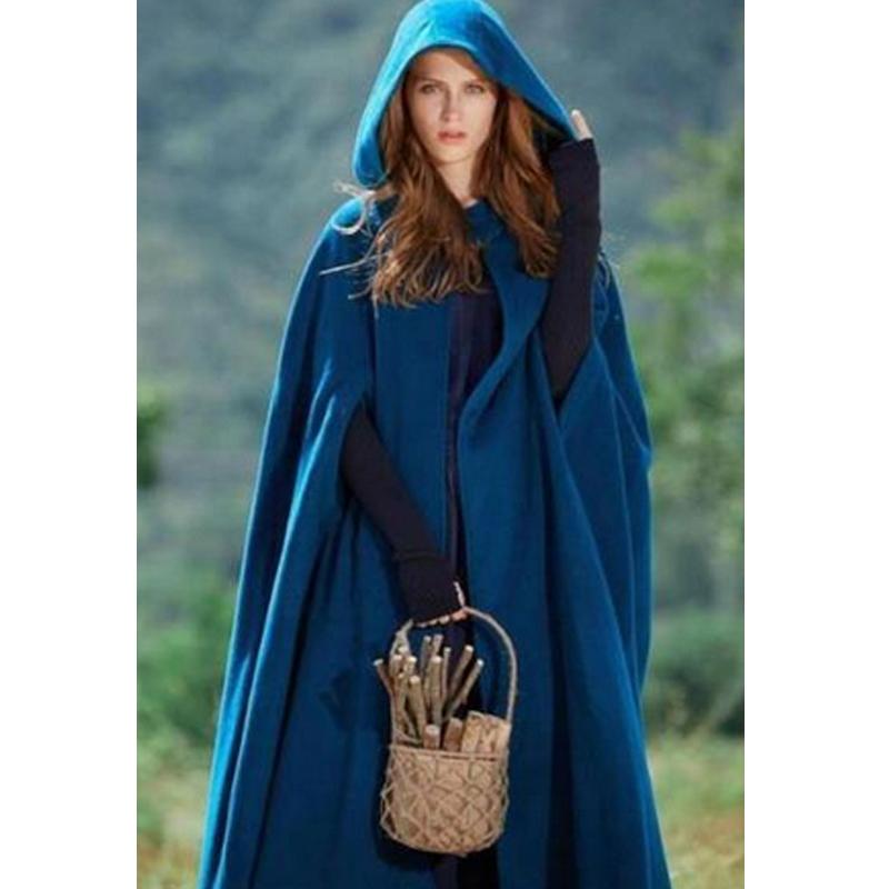 

Women' Loose Wool Poncho Winter Warm Coat Jacket Long Cloak Cape Parka Outwear Fashion Women Coat Ankle Length Hoody jackets, Black