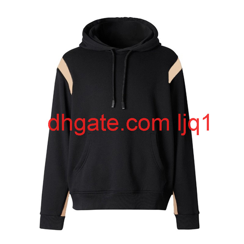 

20SS Vintage Hoodie Plaid Hoodies Fashion Men Women Sweatshirt Pullover Long Sleeve Casual Mens Hoodie Size M-XXL, Black