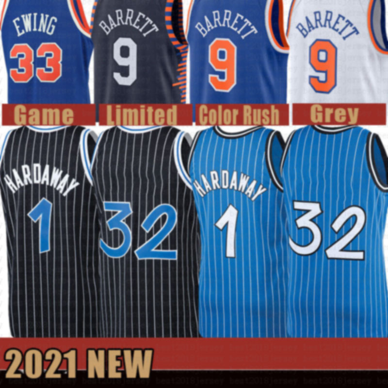 

2021 New Shaquille basketball jersey 32 Mens Penny 1 Hardaway Mesh Tracy 1 McGrady Retro RJ 9 Barrett Cheap Patrick 33 Ewing Grey, Mens jersey