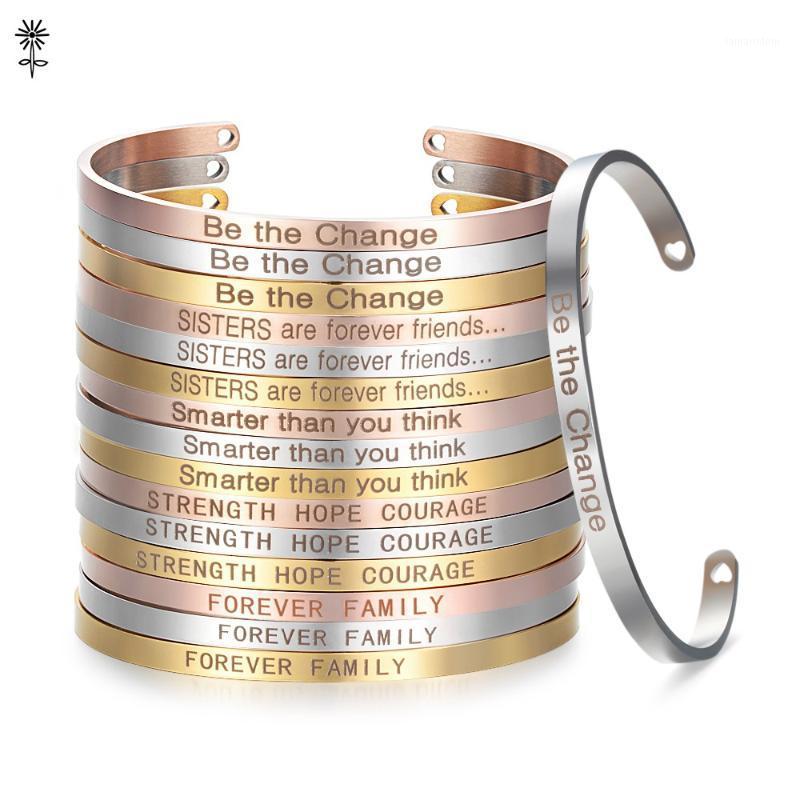 

10pcs Stainless Steel Bangle Positive Inspirational Bracelet Custom Laser Engraved Quote Mantra Bracelet & For Women1