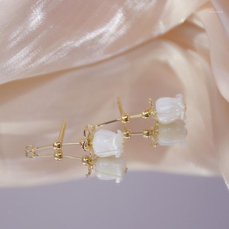 

2020 Korean new design fashion jewelry elegant shell rose earrings high-end design sense female earrings1