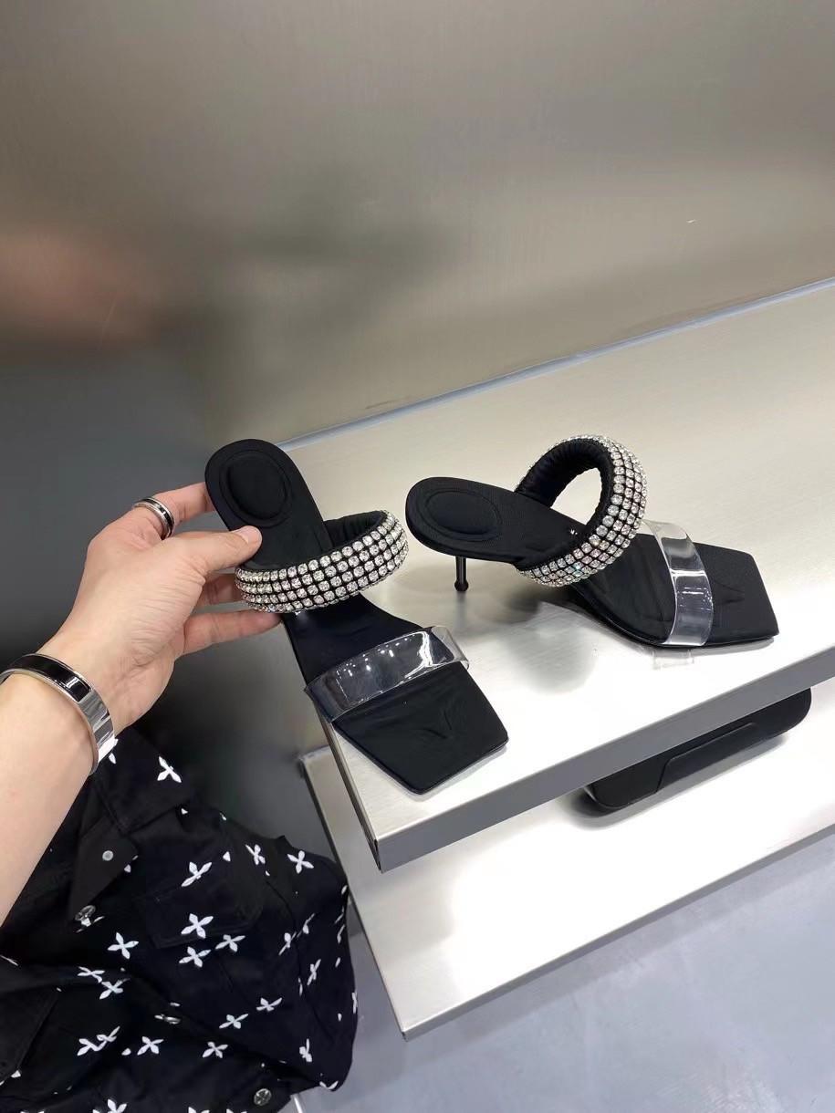 

Sandals Rhinestone Women High Heel Shiny Open Toe Ankle Strap Party Wedding Shoes Runway Design Celebrity Summer size 35-40, Box
