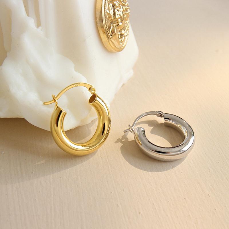 

Silvology 925 Sterling Silver Glossy Thick Hoop Earrings Hollow Tube Elegant Minimalist Earrings for Women Top Quality Jewelry