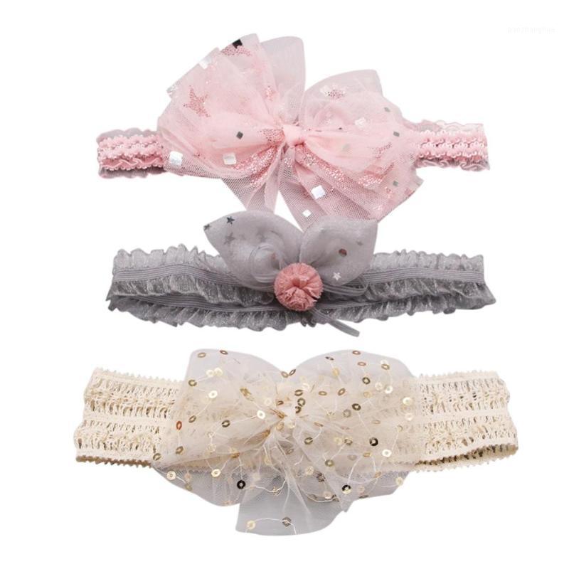 

3Pcs Kids Headwear Baby Girls Cute Flower Bow knot Newborn Lace Elastic Headband Toddler Accessories Set1, A8