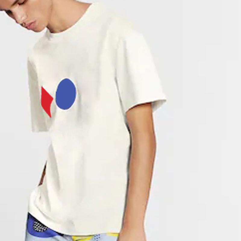 

20SS Classic Three Printing Jacquard Men Women Couple Tee Solid Color Breathable Short Sleeves Casaul Street High Quality T-Shirt Summer, White