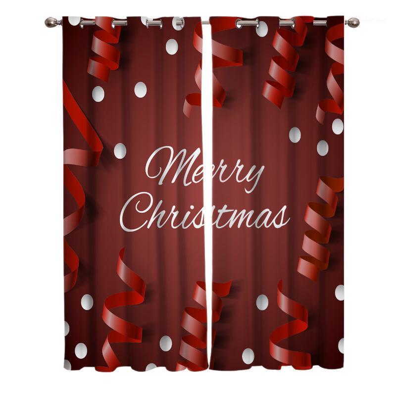

Christmas Ribbon Red Gradient Home Decor Window Curtains Bedroom Kitchen Curtain Panel Curtains for Living Room1, Lsz00008