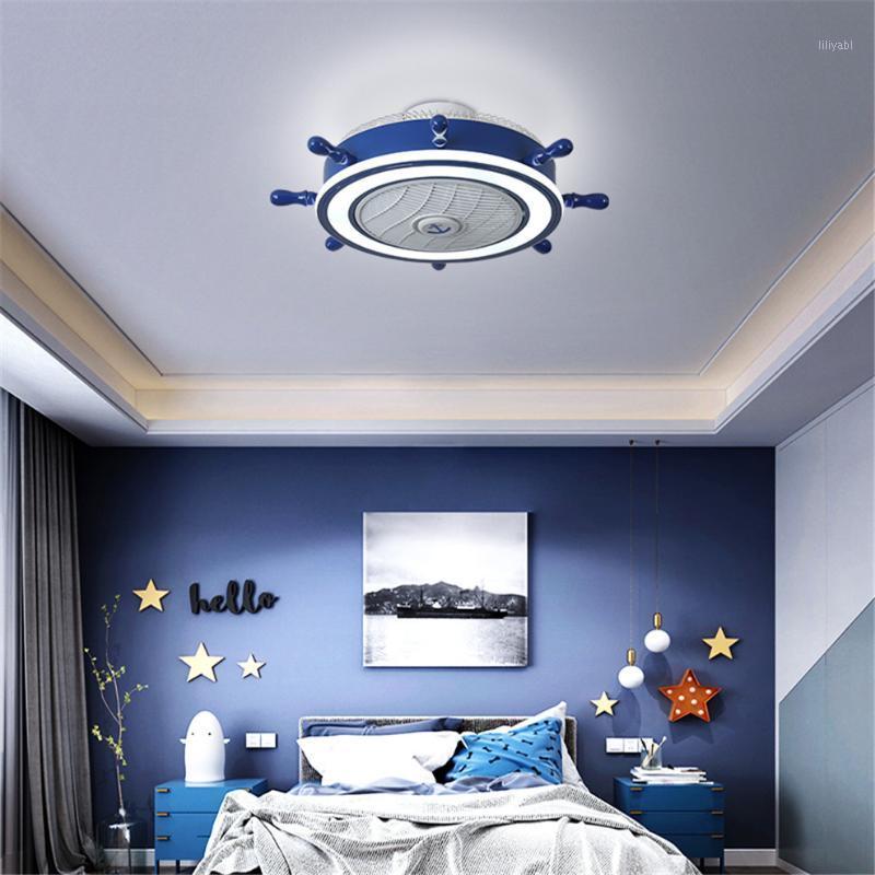 

Mediterranean Rudder Ceiling fan modern creative living room lights children bedroom remote control ceiling lamp led fixtures1