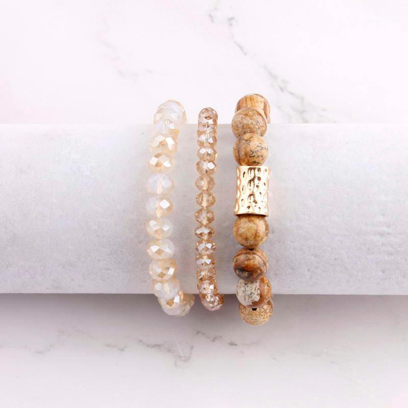 

ZWPON Natural Stone Beads Bracelets Bangles Facet Glass Beads Bracelets Natual Stone Figure for Woman Jewelry1