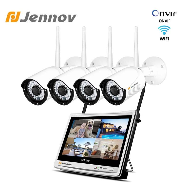 

Jennov Video Surveillance Kit IP 66 NVR Wifi CCTV 12 Inch LCD Monitor Home Security Camera System Wireless Outdoor Waterproof
