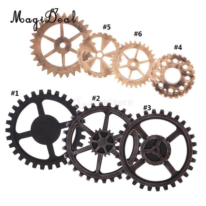 

MagiDeal Rustic Wooden Circle Wheel Gear Home Bar Cafe Wall Hanging Art Craft Ornaments Home Room Wall Decoration Wooden Gear