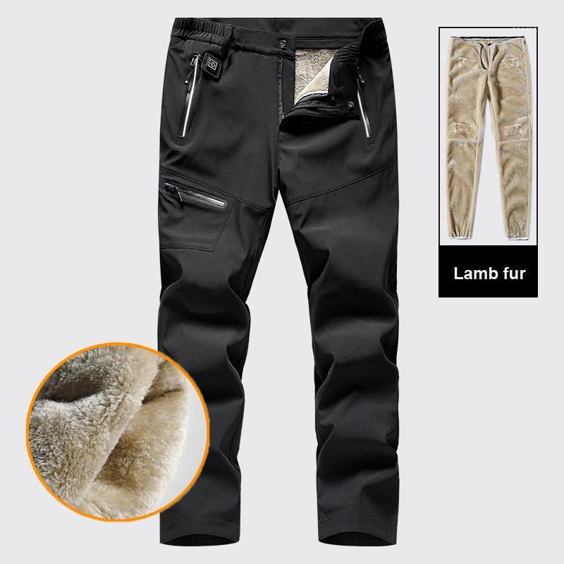

Winter Men Women heated Lamb Fur pants charging USB Trousers Fish Camp Hike Climb Ski Oversized Waterproof Outdoor 8XL1, Black woman