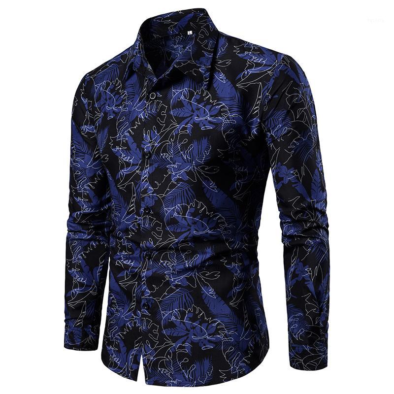 

Wholesale 2020 Fashion Casual Red printed shirt men's long sleeve Korean business trend dress shirt thin coat camisa masculina1