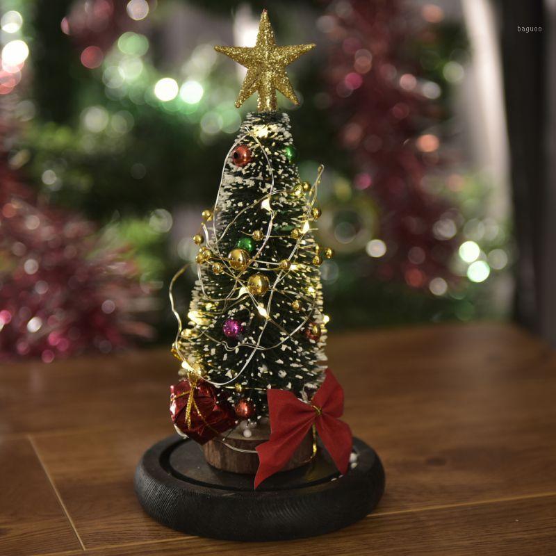 

Romantic Christmas Tree In Glass Dome With LED String Light Battery Operated Xmas Festive Indoor Room Ornaments Pro1