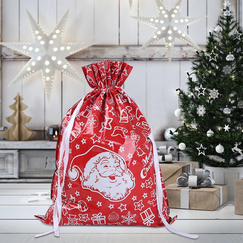 

Christmas Candy Bag Drawstring Cookie Wrapping Packing Pouch Xmas Printed Party Gift Xmas New Year Decorations