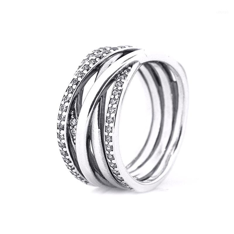 

Big Bridal Sets Ring Authentic 925 Sterling Silver Clear CZ Entwined Rings for Women Jewelry Free Shipping R0281