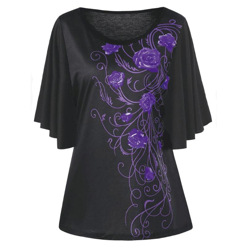 

Women's Blouses Print Tunic O Neck Short Sleeve Loose Shirts Summer Tops 2020 Sexy Lace Casual Blouse Shirt Plus Size 5XL, Black