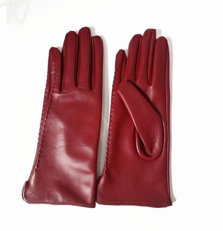 

Five Fingers Gloves Women's Slim Sheepskin Leather Female Thin Genuine Touchscreen Motorcycle Driving Glove R483