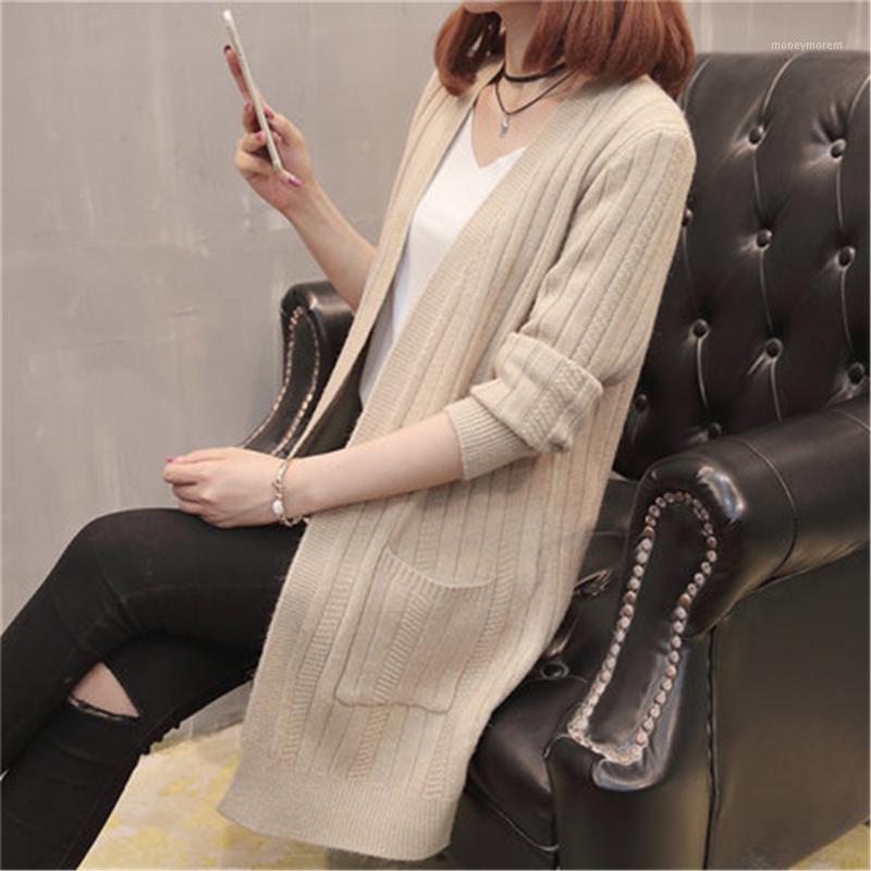 

Knitted Long Elegant Warm Women 2020 Autumn Sweater Long Sleeve Cardigan Female Winter Casual Tops Fashion Khaki womens tops1, Beige