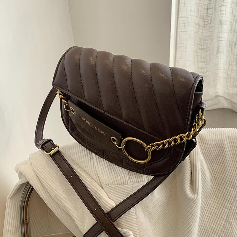 

Retro Fashion Female Tote bag 2021 New High Quality PU Leather Women's Designer Handbag Chain Travel Shoulder Messenger Bag, Black