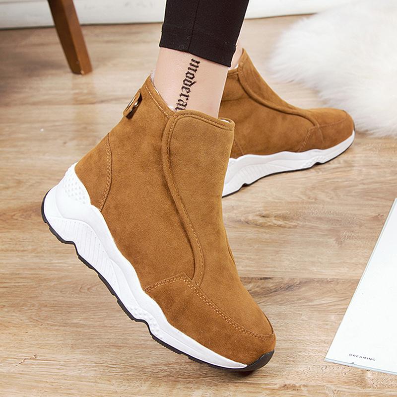 

Sooneeya Platform Woman Ankle Boots Winter Keep Warm Fur Snow Boots Cotton Plush Sock Shoes Buckle Zipper Short Botas mujer 40, Black