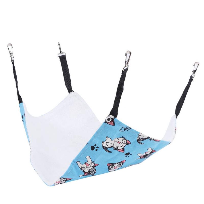 

Pet Cat Hanging Bed Hammock Plush+Canvas Perch Shelf Cage Portable NEW