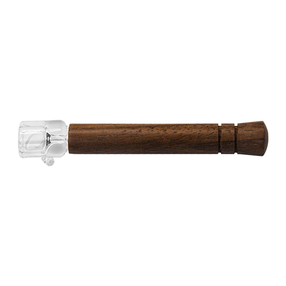 

COURNOT Wood & Glass One Hitter Straight Smoke Pipe Length 3.86 Inches Detachable Smoking One Hitter Tobacco Pipe Dugout Accessories