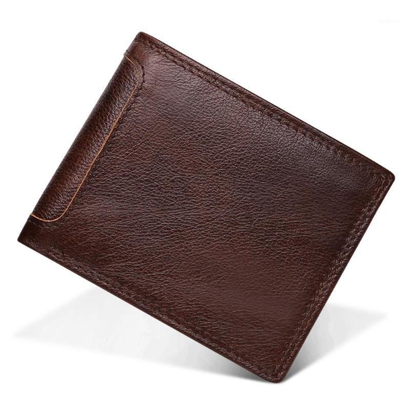

2020 Vintage Thin Wallet Cow Leather Men Wallet Genuine Designer Photo Card Holder Purses & Bifold Men's Purse1, Brown