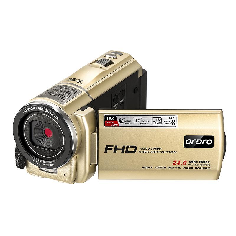 

2020 Video Camera Camcorder Full HD Vlogging Camera Ordro F7 1080P 16X Digital Zoom Camara IR Night Vision 24MP, Black