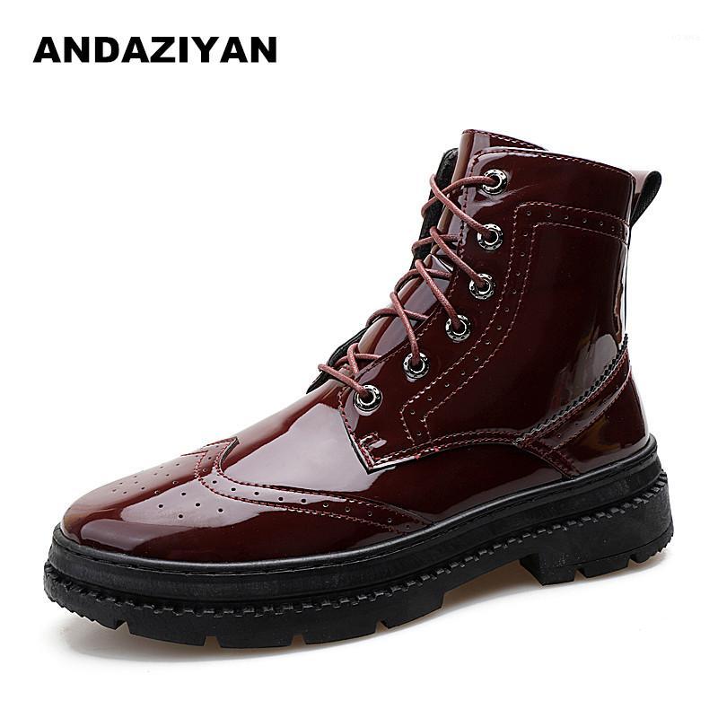 

Men's boots men's British high-top casual leather boots retro tooling wild1, Black
