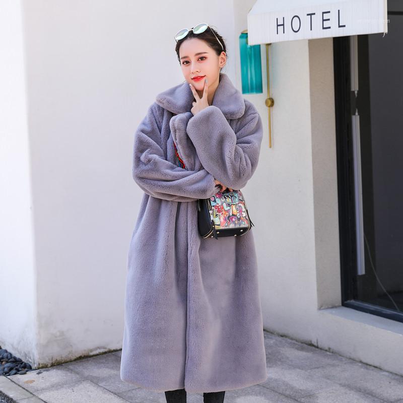 

2019 new women fashion faux fur coat fur long thick materials1, Pink