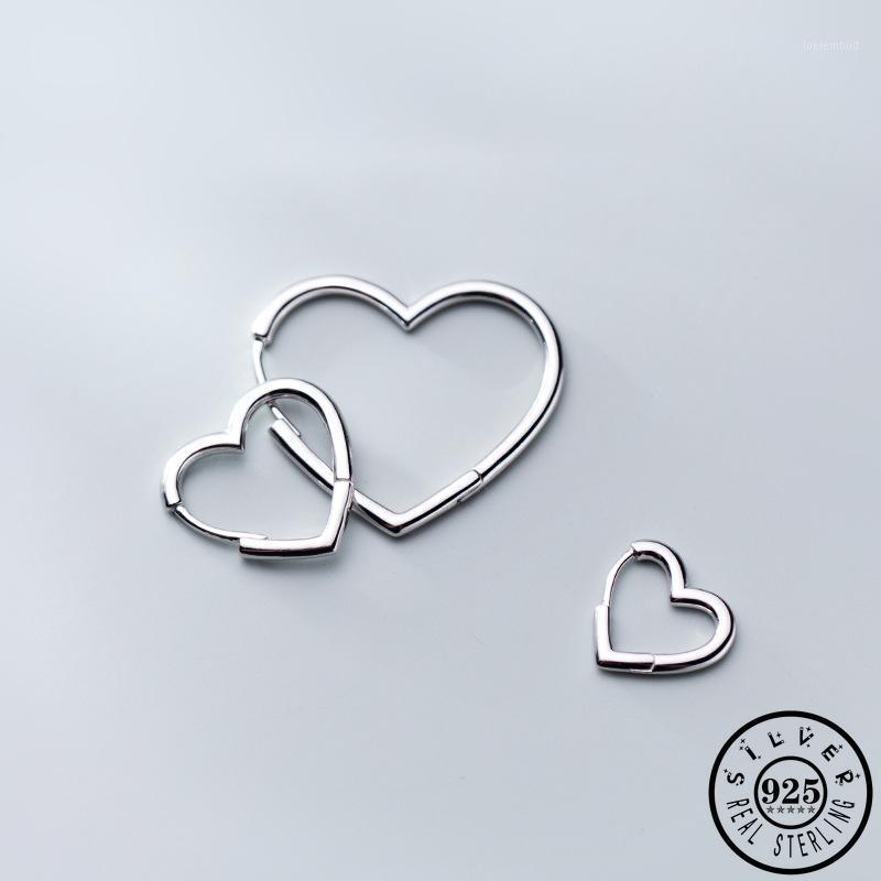 

Hoop & Huggie 100% Real 925 Sterling Silver Heart Shaped Ear Ring Earings Trendy Korean Hoops Earrings For Women Christmas Fine Jewelry1