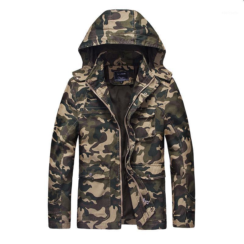

Outdoor Camouflage Uniform Spring Multi-pocket Hooded Clothes Hunting Climbing Sports Windbreaker Coats Male Jacket1, Army green camo