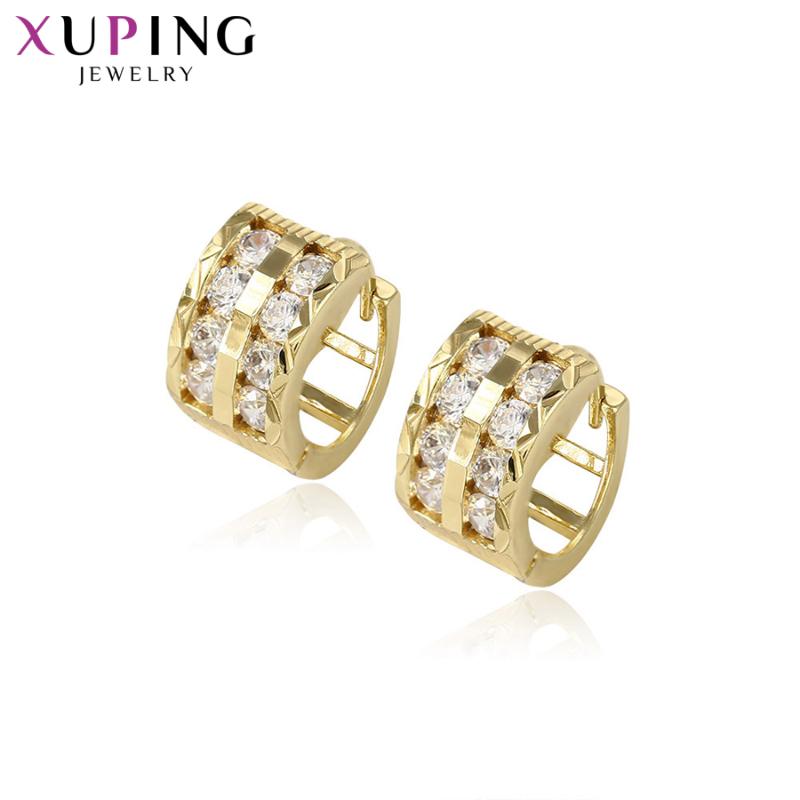 

Xuping Fashion Earrings Jewelry Gold Color Plated Double Synthetic Cubic Zirconia for Women Gift 93100
