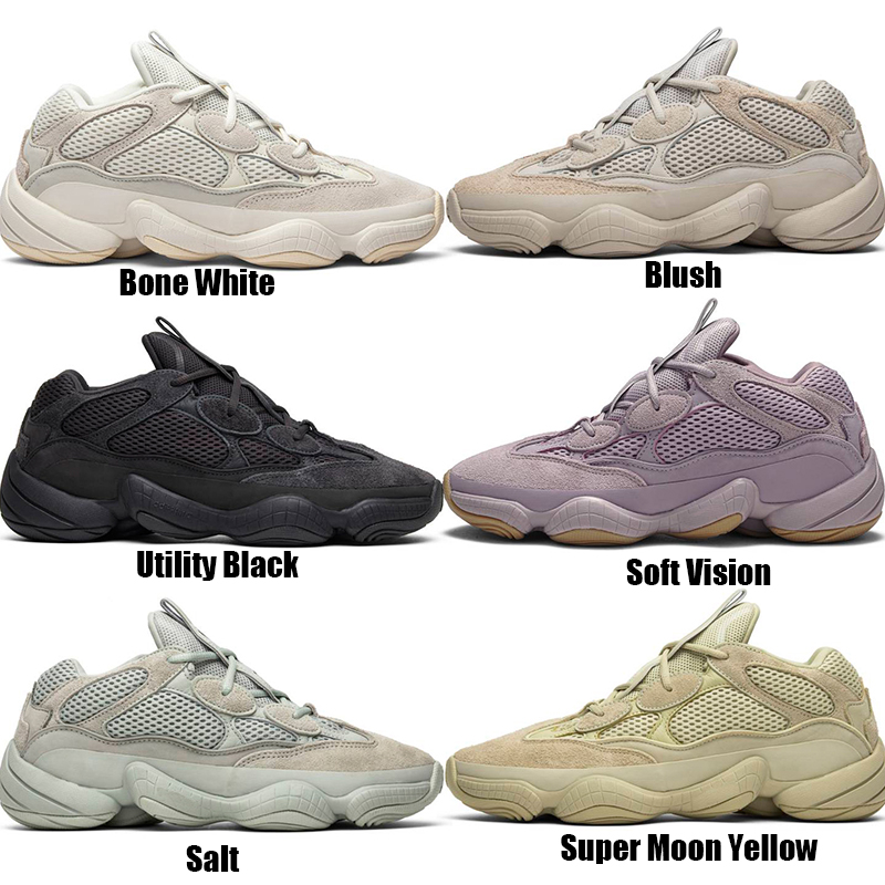 

Hot Soft Vision 500 Stone Bone White Running Shoes Mens Womens Super Moon Yellow Utility Black Blush Salt Kanye West stylist Sports Sneakers