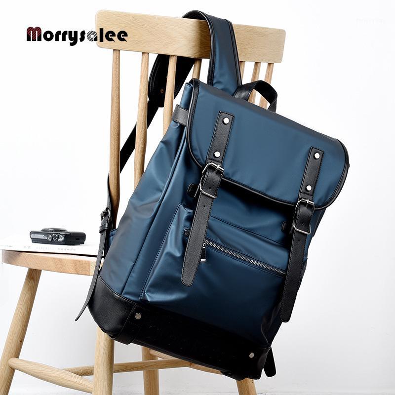 

Retro Men's High Quality Leather Backpack Laptop Backpack Student Waterproof Leisure Travel Nylon Oxford 20201, Black