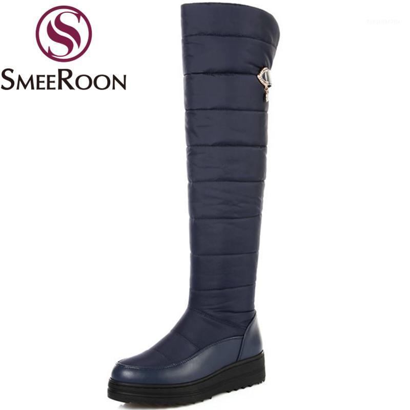 

Smeeroond 2020 fashion zipper over the knee boots outdoors thigh high boots keep warm winter snow for women campus shoes1, Dark blue